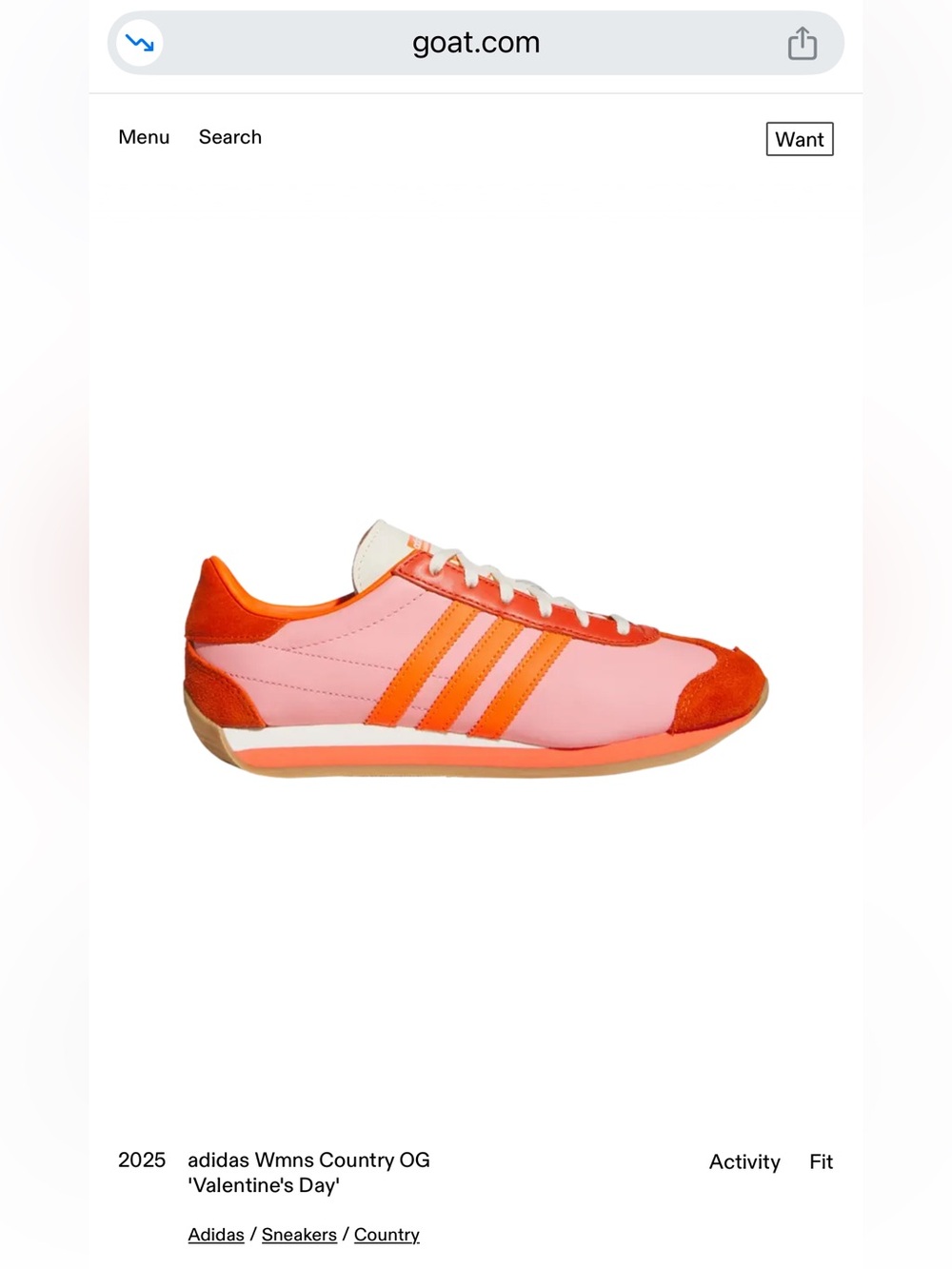 Adidas Women’s Country OG Sneakers - Valentines Lover 2025 - Picture 2 of 16